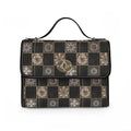 Vintage Tile Checkerboard Canvas Handbag — Waterproof Grid Pattern Shoulder Bag