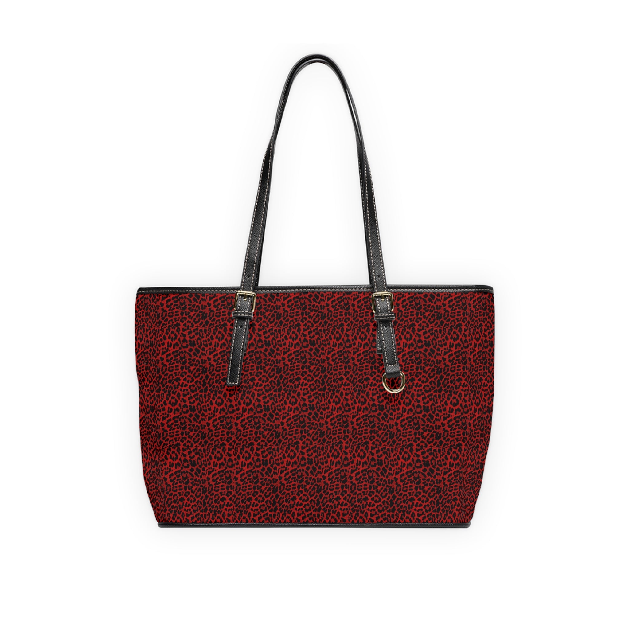 Red Leopard Print PU Leather Shoulder Bag – Stylish Everyday Tote