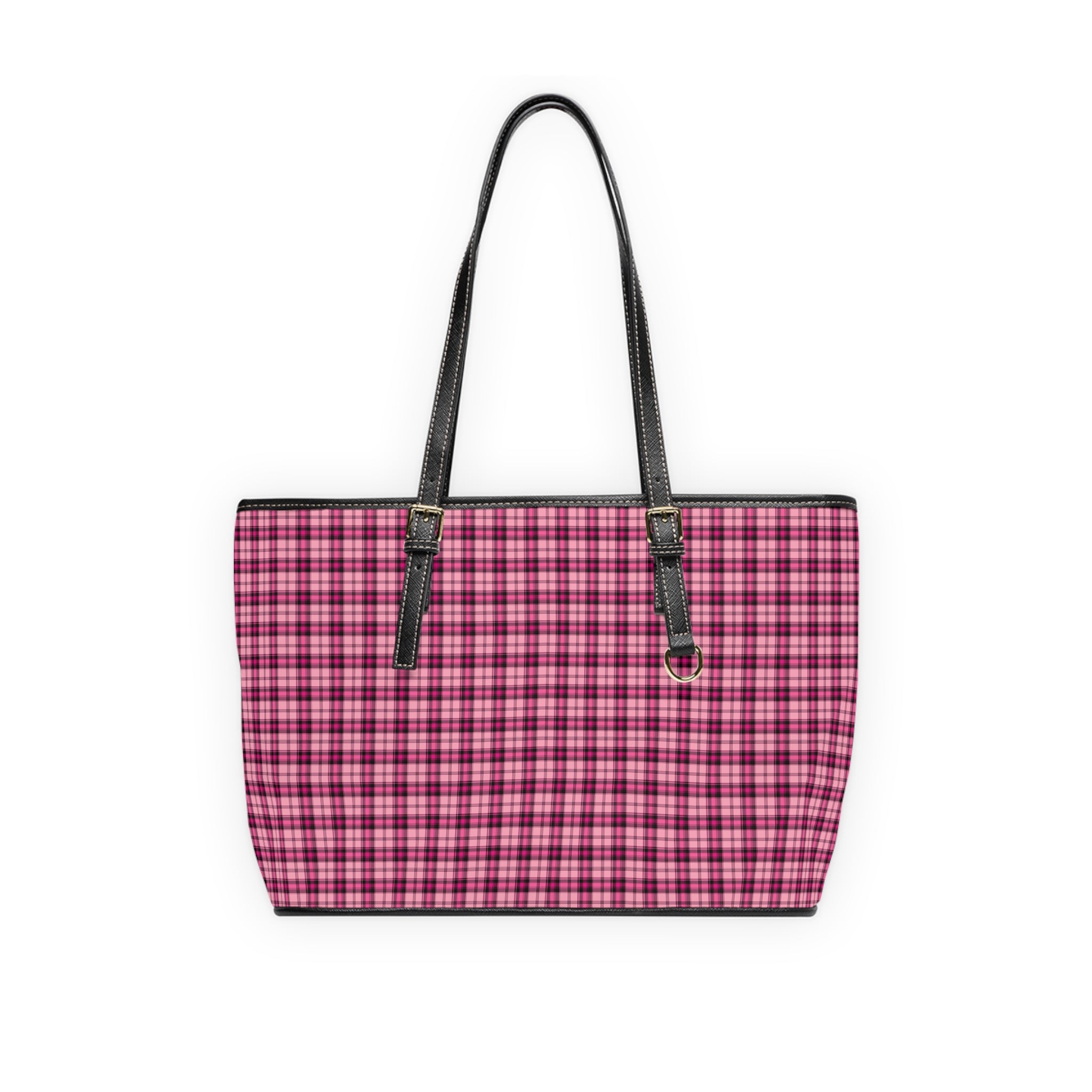 Pink Plaid Tote Bag | Check Pattern Shoulder Bag