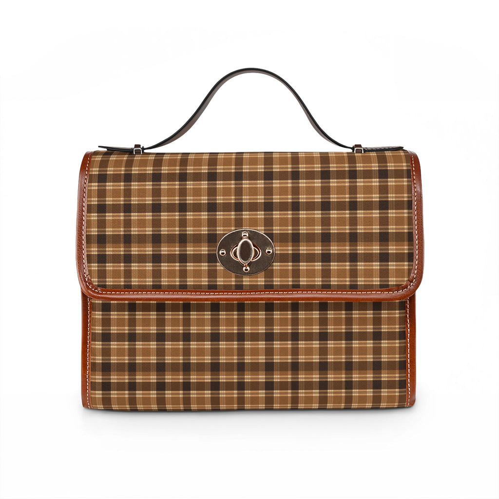 Brown Plaid Pattern Waterproof Canvas Bag | Vintage Check Tote