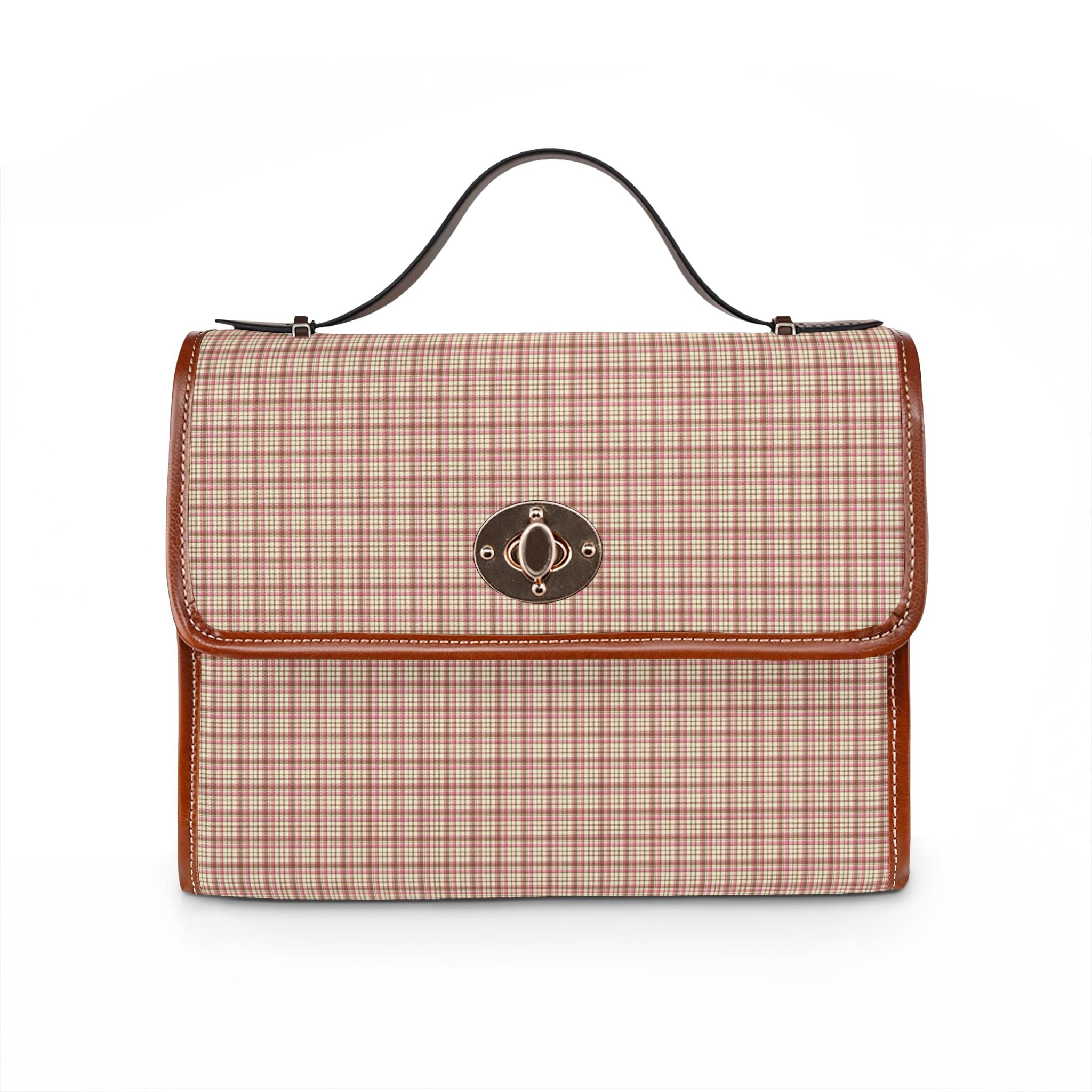 Vintage Plaid Crossbody Waterproof Canvas Bag | Leather Trim