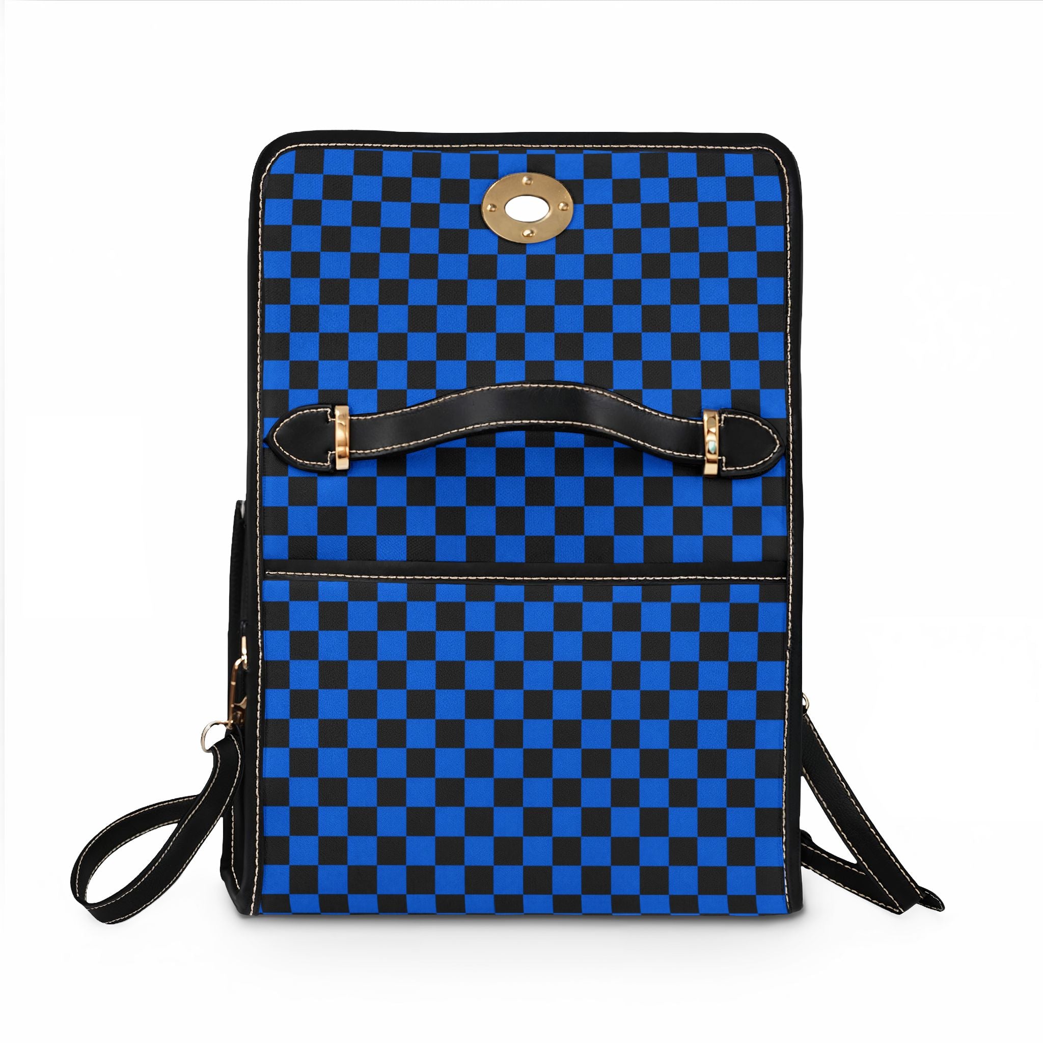Blue Black Checkerboard Waterproof Canvas Bag