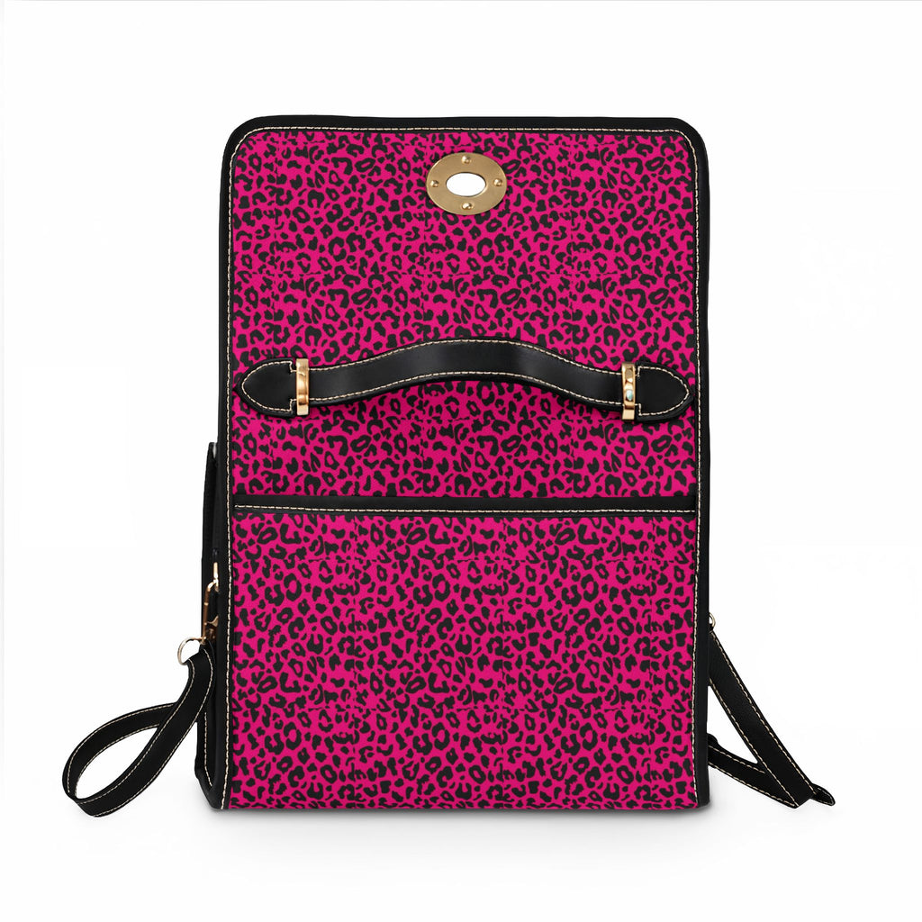 Pink Leopard Print Waterproof Canvas Bag