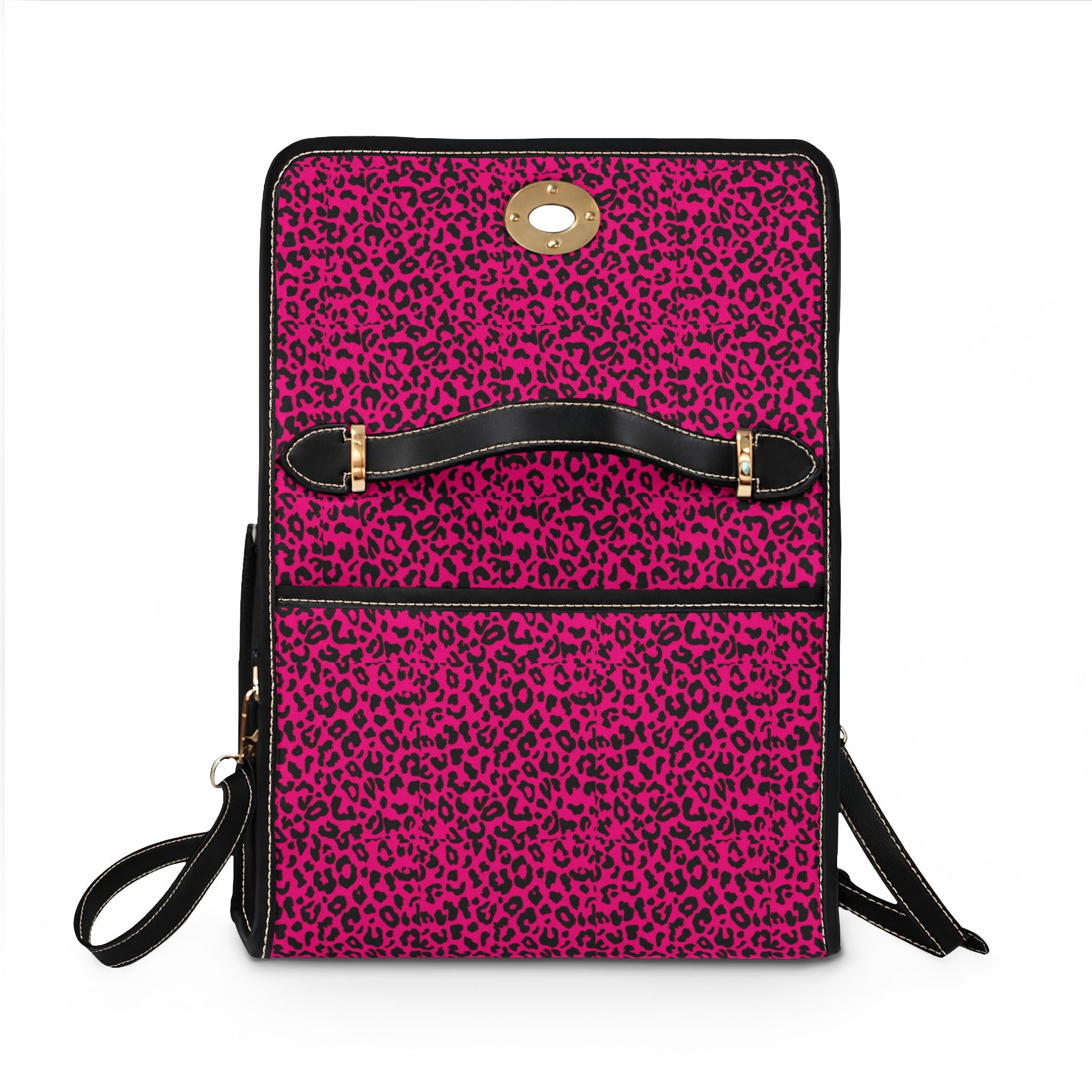Pink Leopard Print Waterproof Canvas Bag