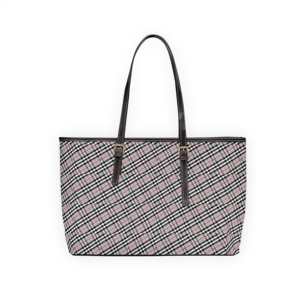 Pink Black Plaid Shoulder Bag | PU Leather Tote