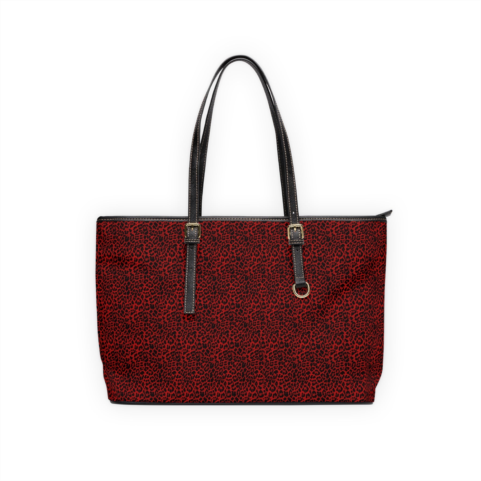 Red Leopard Print PU Leather Shoulder Bag – Stylish Everyday Tote