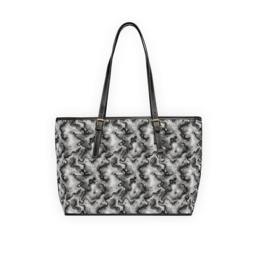 Abstract Marble Swirl PU Leather Shoulder Bag | Black White Marble Pattern