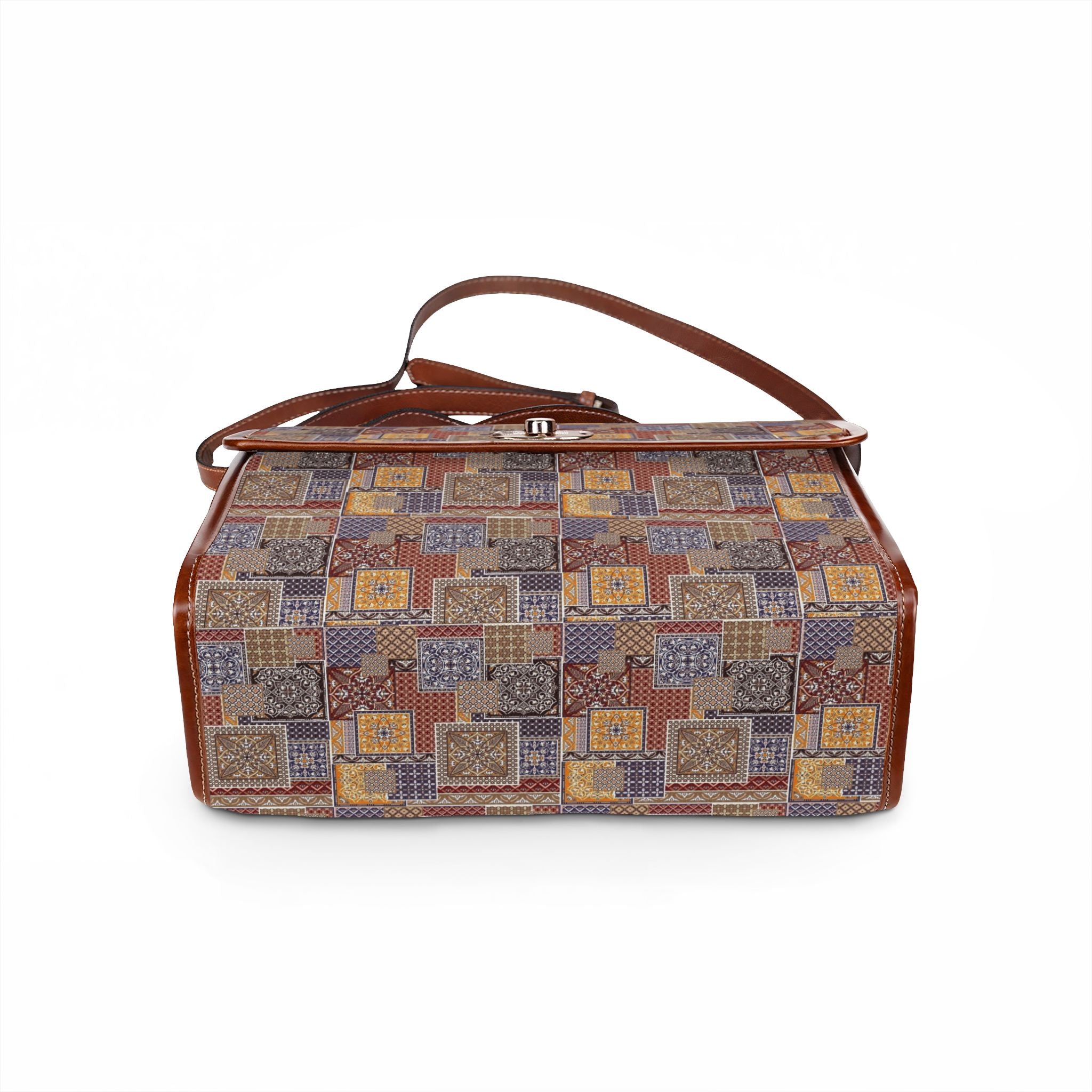 Patchwork Pattern Waterproof Canvas Bag — Vintage Geometric Tote/Handbag