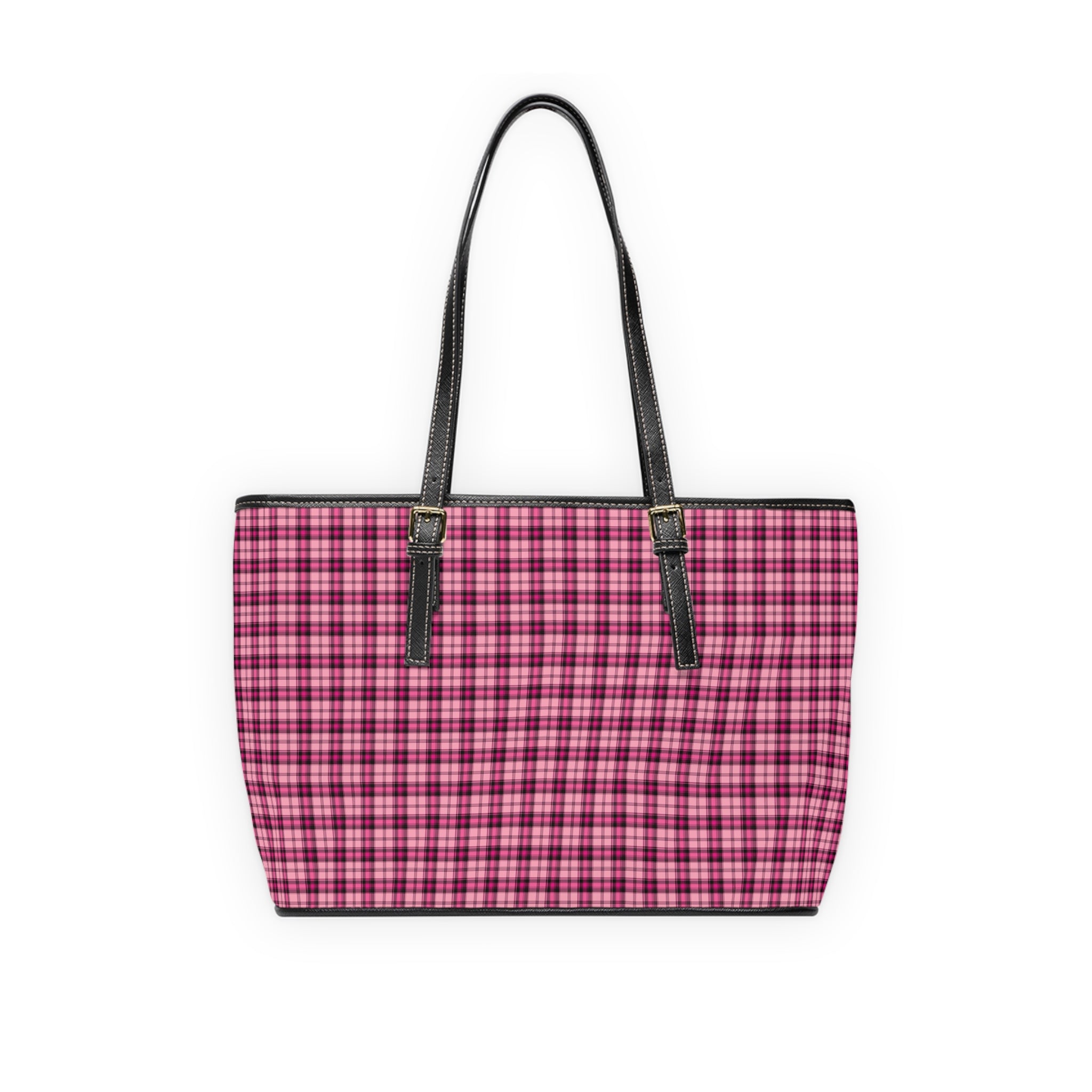 Pink Plaid Tote Bag | Check Pattern Shoulder Bag