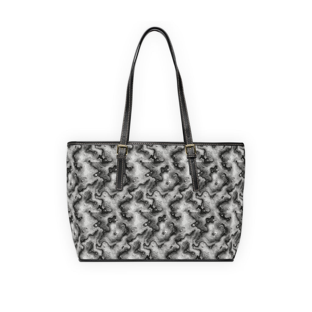 Abstract Marble Swirl PU Leather Shoulder Bag | Black White Marble Pattern