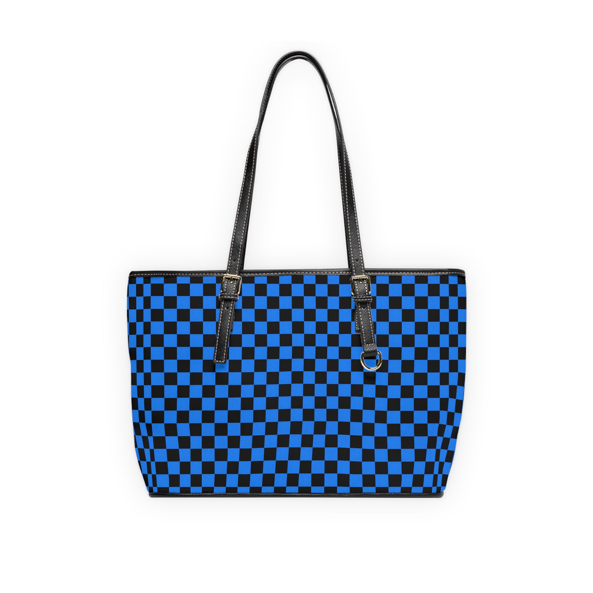 Blue Black Checkerboard PU Shoulder Bag