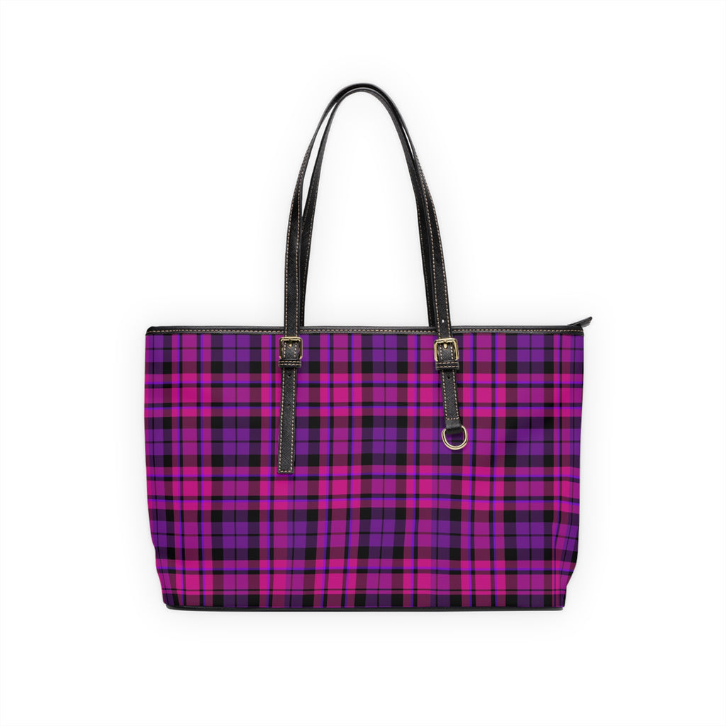 Purple Plaid Shoulder Bag | Pink Tartan Tote
