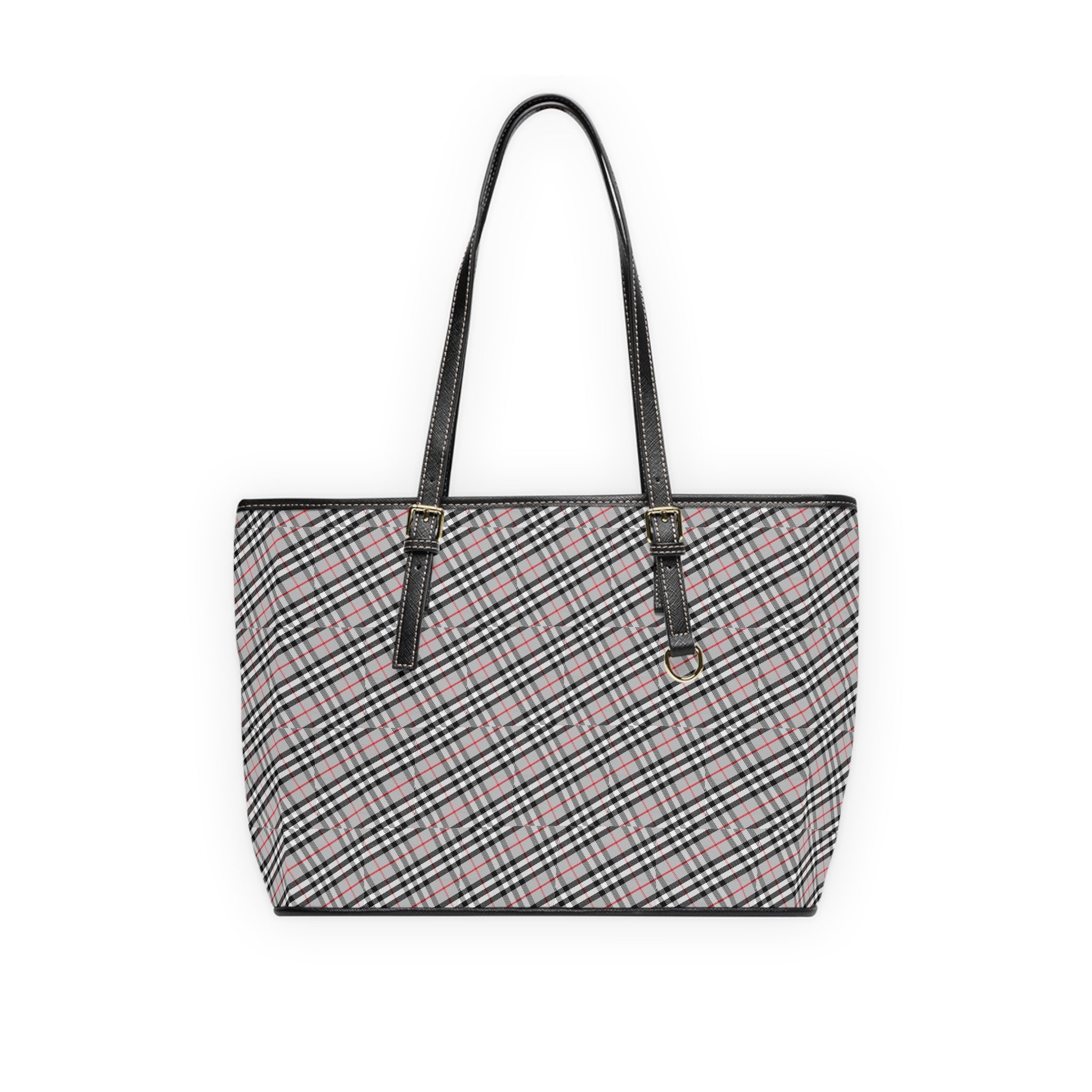 Pink Black Plaid Shoulder Bag | PU Leather Tote