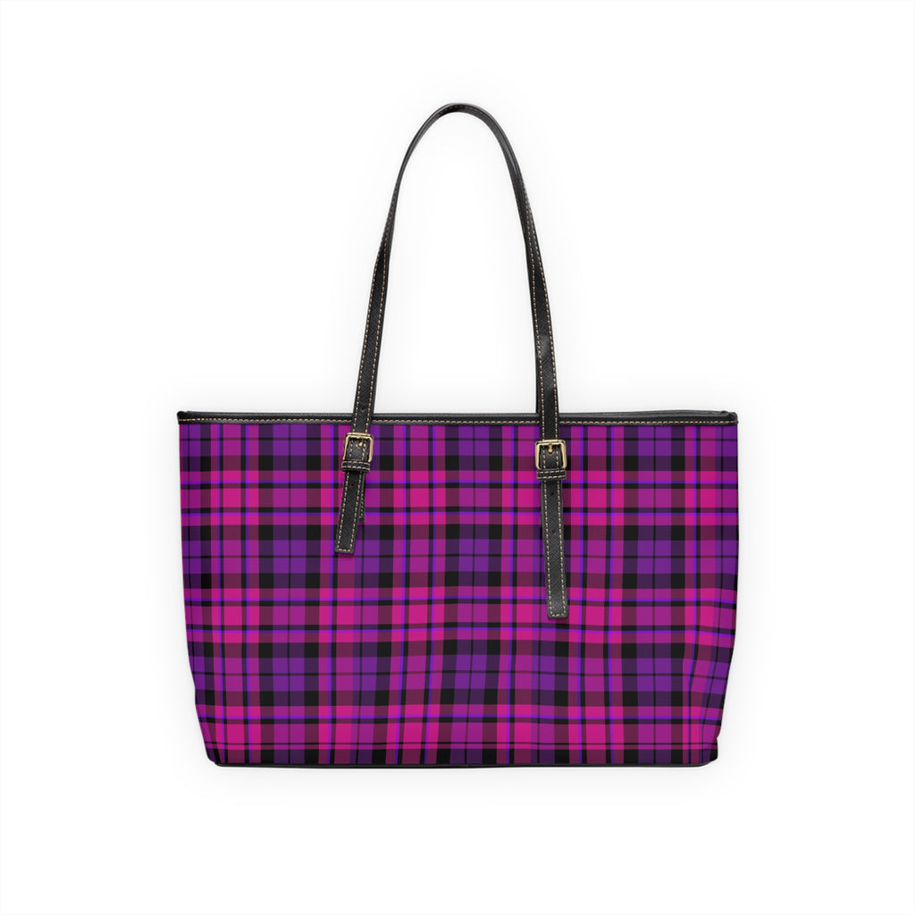Purple Plaid Shoulder Bag | Pink Tartan Tote