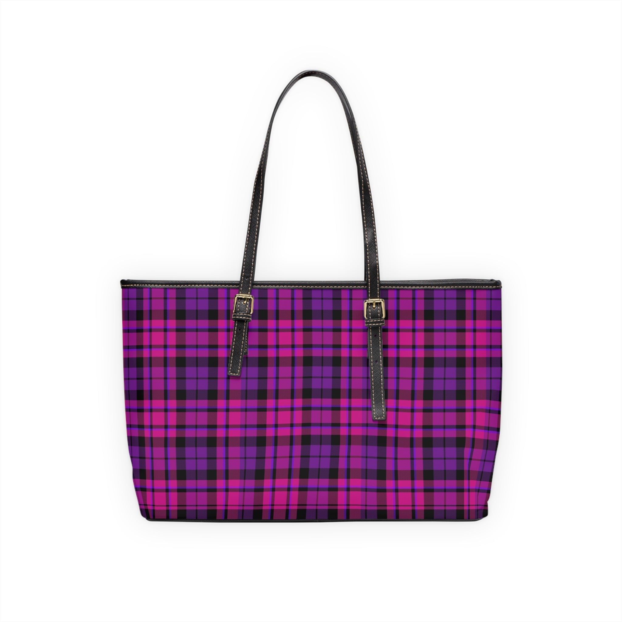 Purple Plaid Shoulder Bag | Pink Tartan Tote