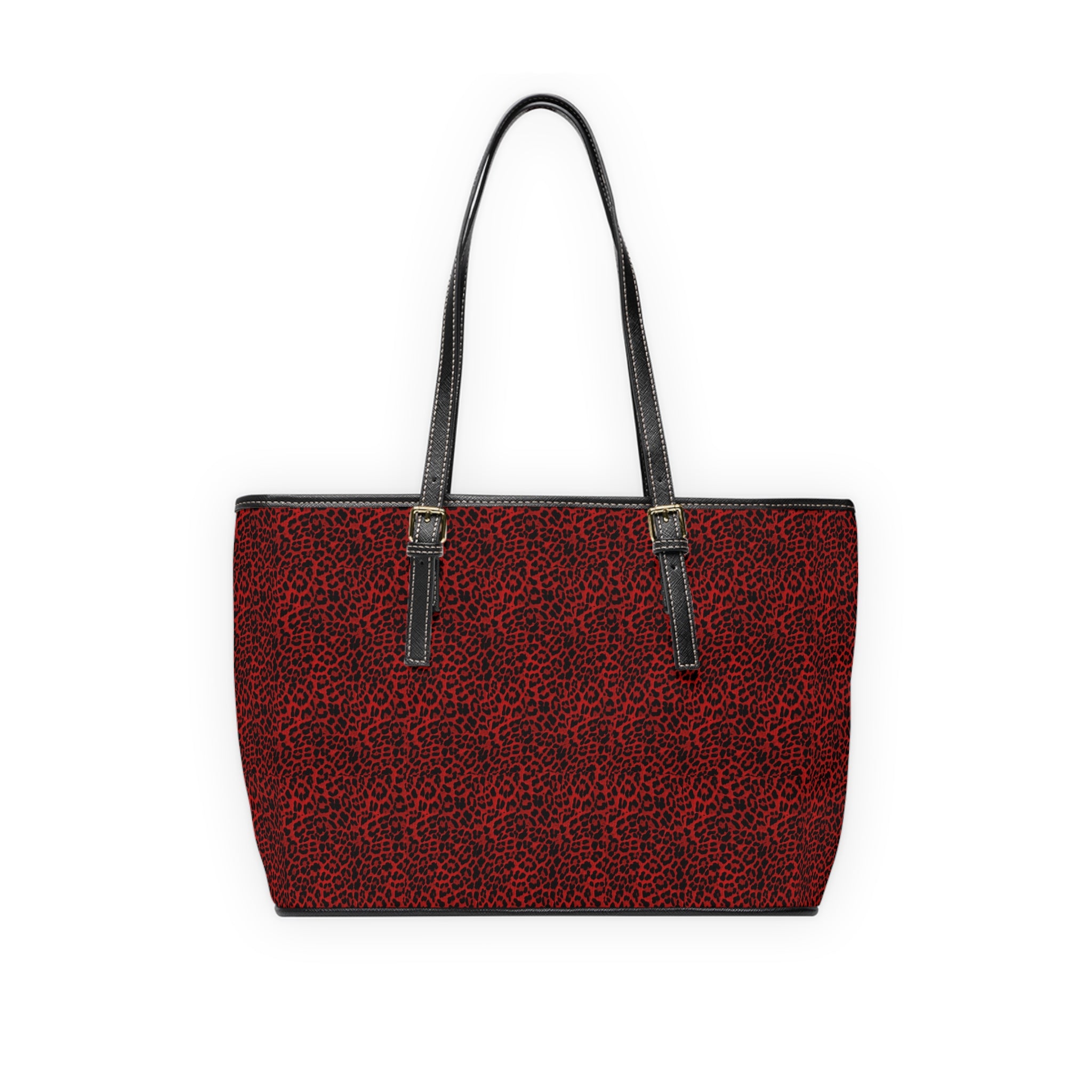 Red Leopard Print PU Leather Shoulder Bag – Stylish Everyday Tote