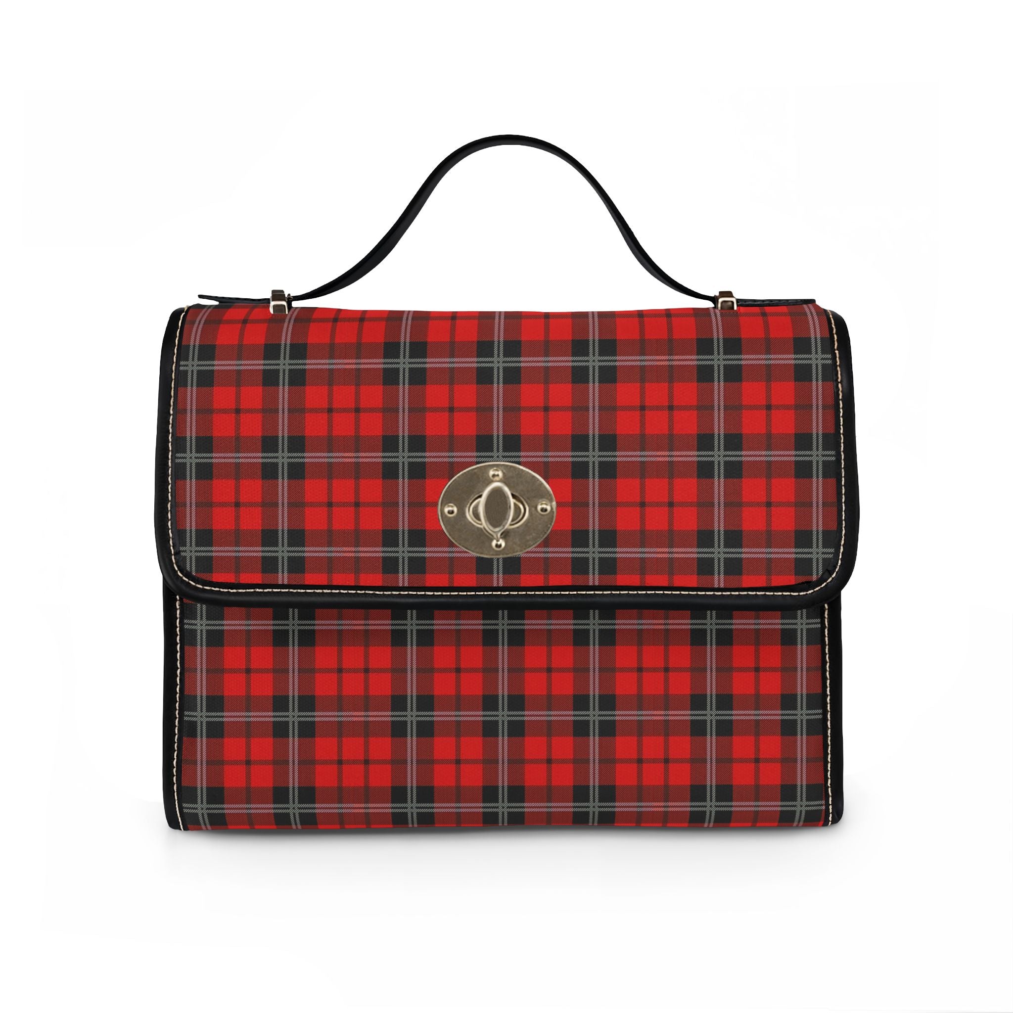 Red Tartan Plaid Waterproof Canvas Bag | Vintage Plaid Handbag
