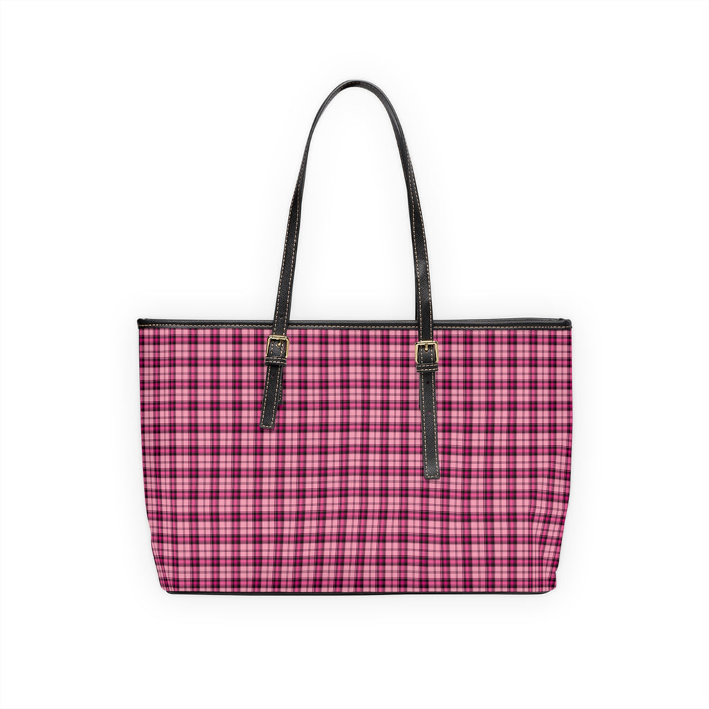 Pink Plaid Tote Bag | Check Pattern Shoulder Bag