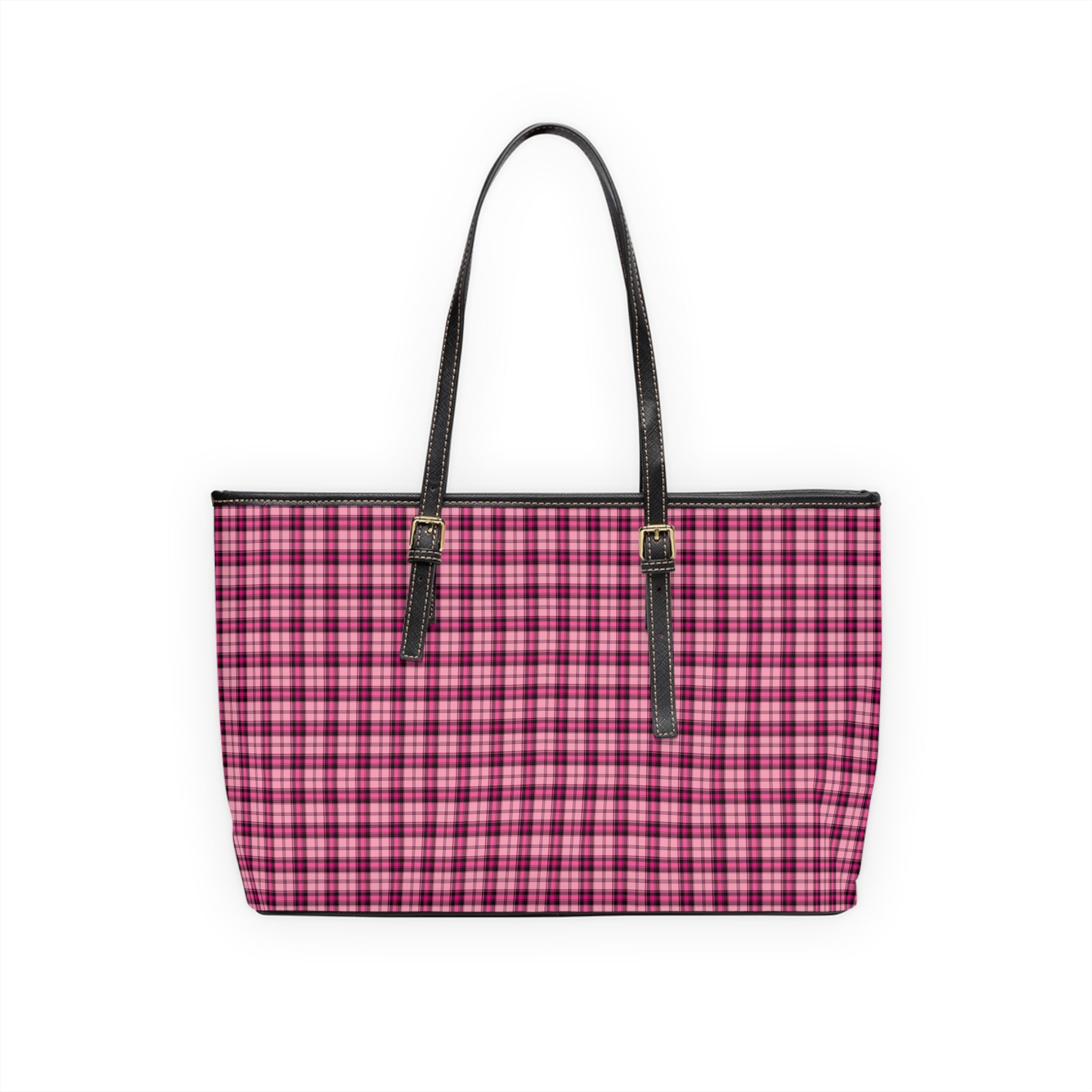 Pink Plaid Tote Bag | Check Pattern Shoulder Bag