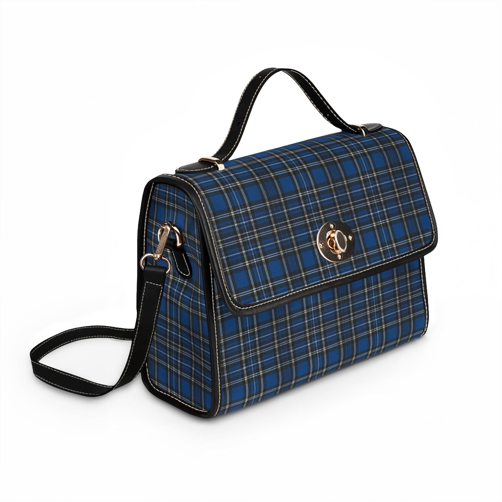 Blue Tartan Plaid Waterproof Canvas Bag | Plaid Handbag, Crossbody Satchel