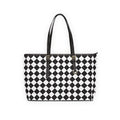 Black & White Checker PU Leather Shoulder Bag — Stylish Tote for Everyday Use