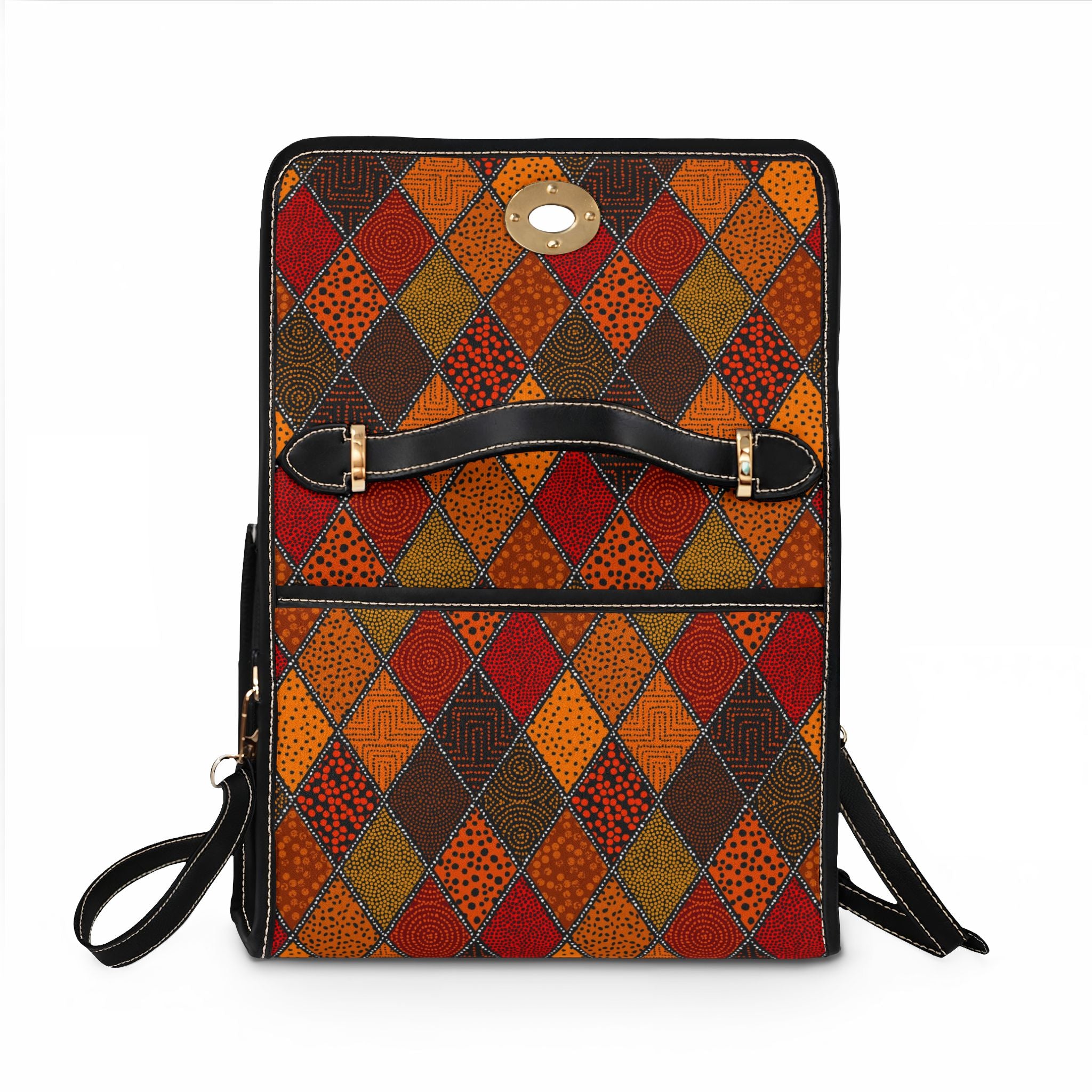 Autumn Diamond Patchwork Waterproof Canvas Bag | Fall Pattern Satchel