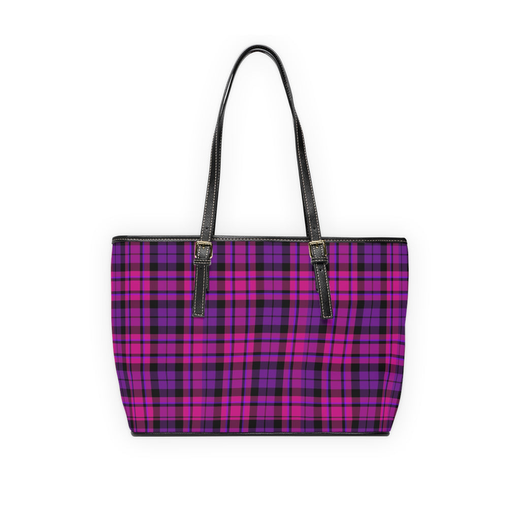 Purple Plaid Shoulder Bag | Pink Tartan Tote
