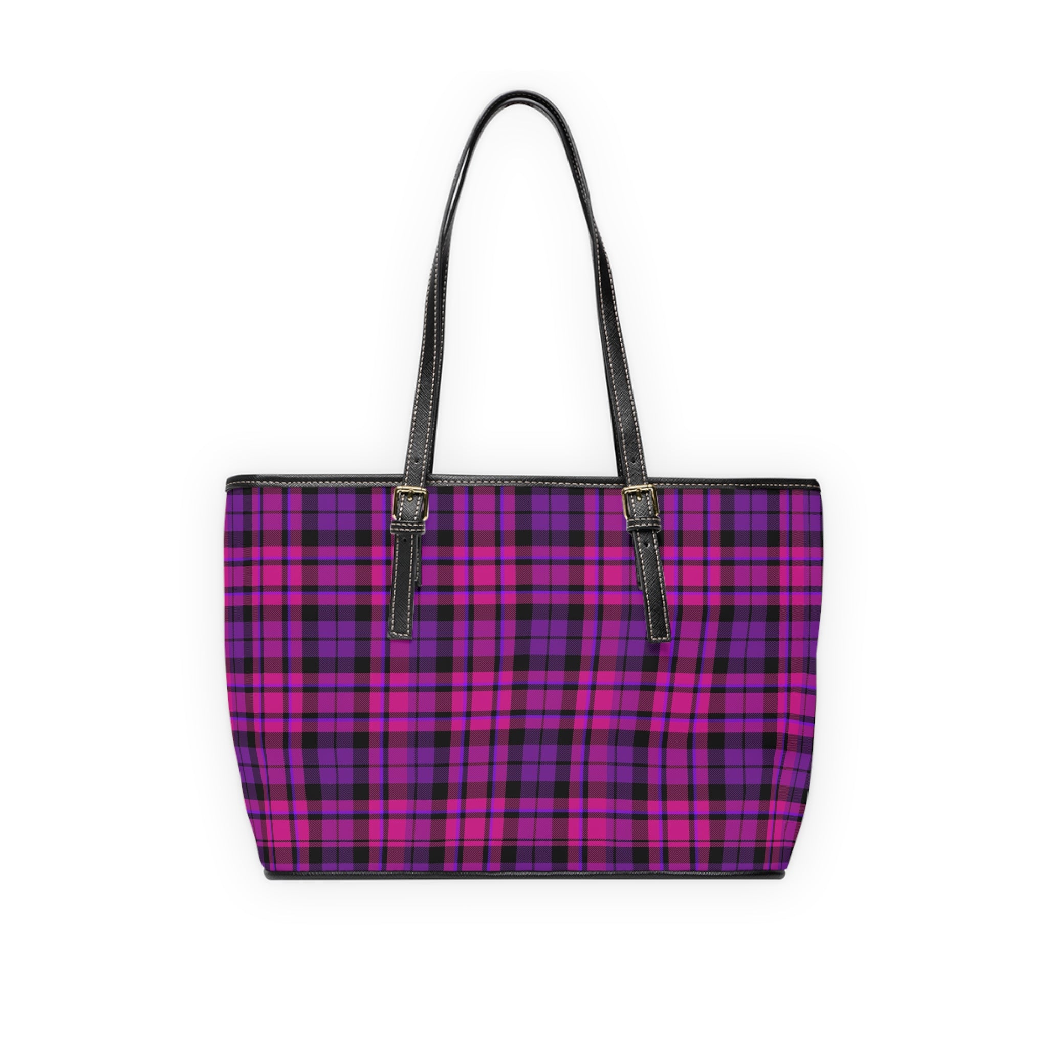 Purple Plaid Shoulder Bag | Pink Tartan Tote