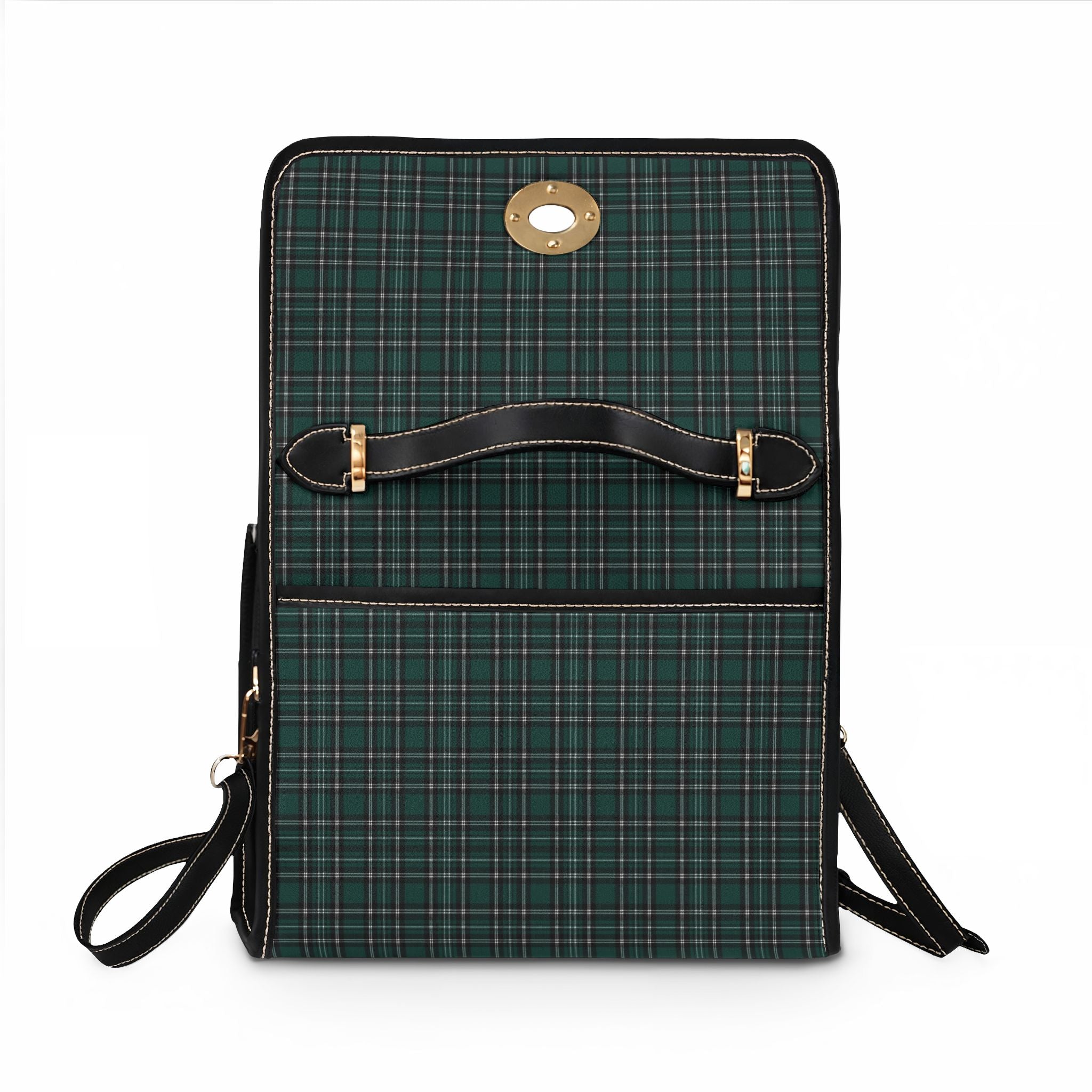 Green Tartan Plaid Satchel Bag | Waterproof Canvas