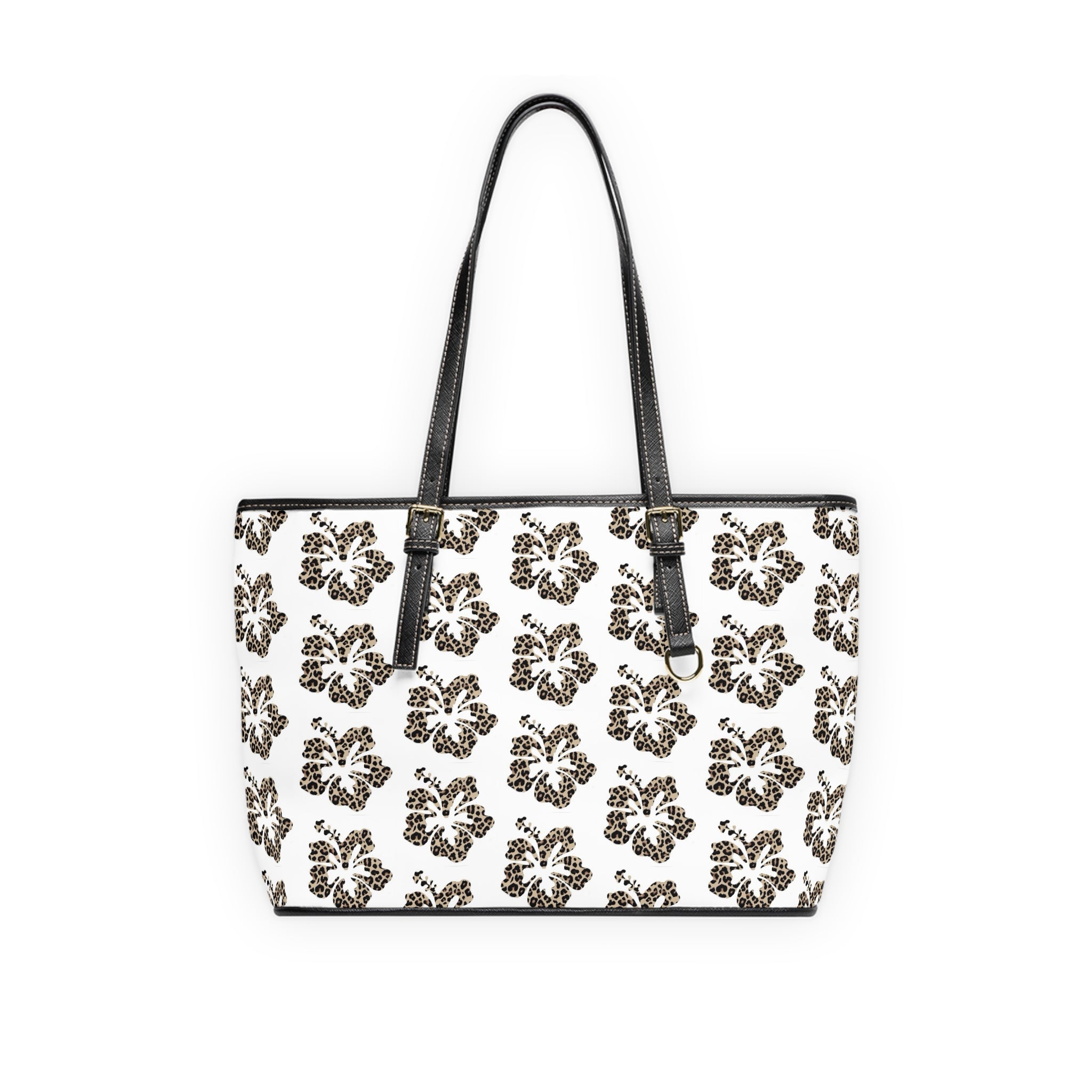 Leopard Floral Tote Bag – Chic PU Leather Shoulder Bag