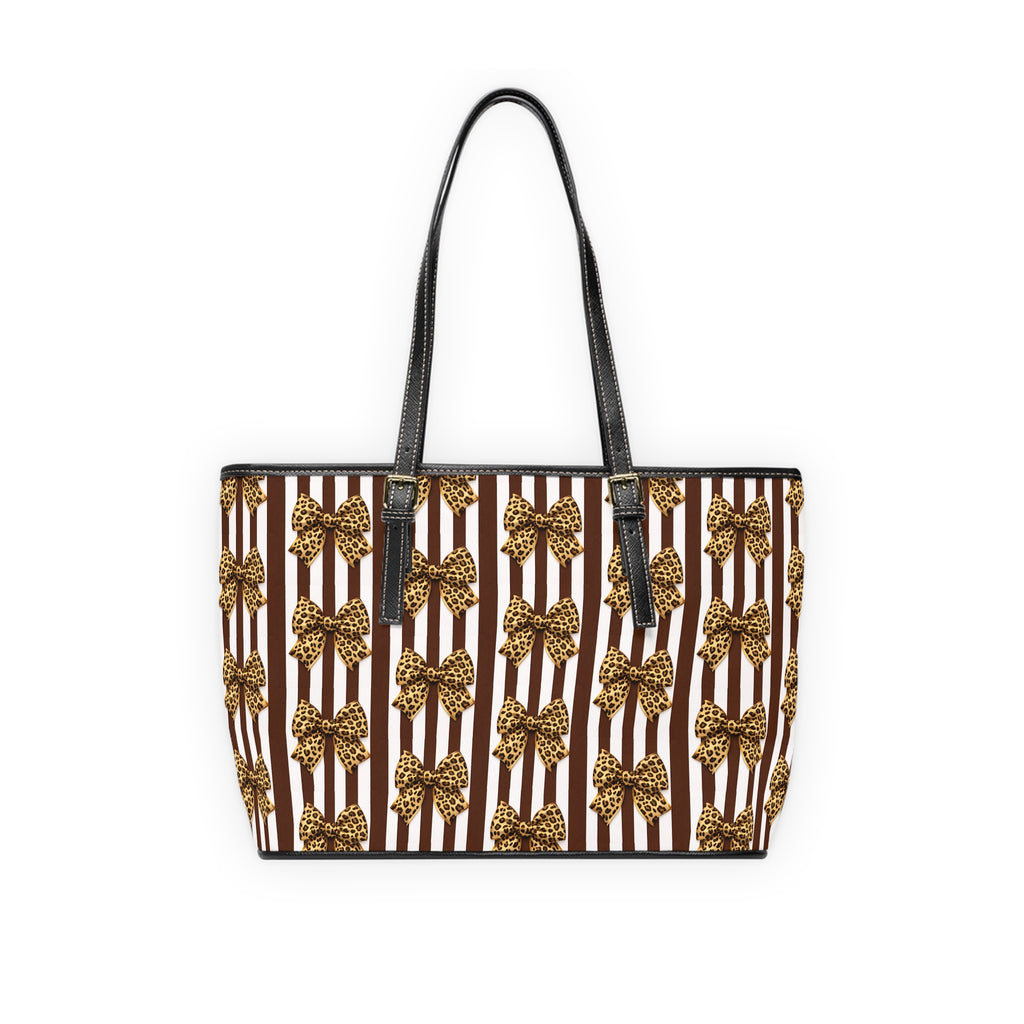 Leopard Bow Striped PU Leather Shoulder Bag