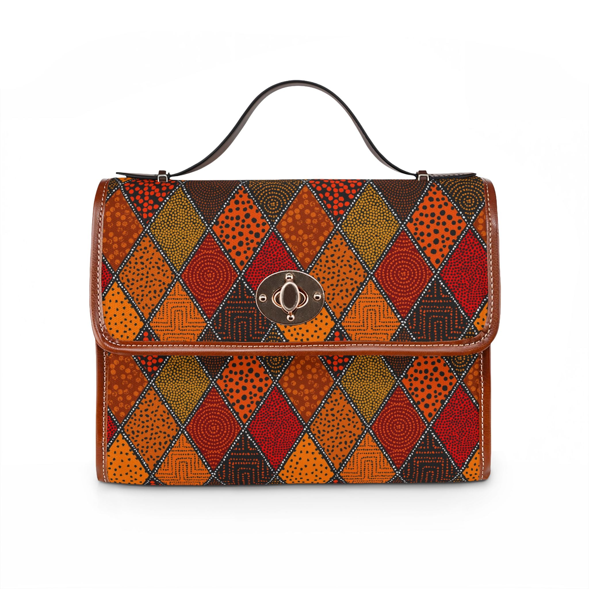 Autumn Diamond Patchwork Waterproof Canvas Bag | Fall Pattern Satchel