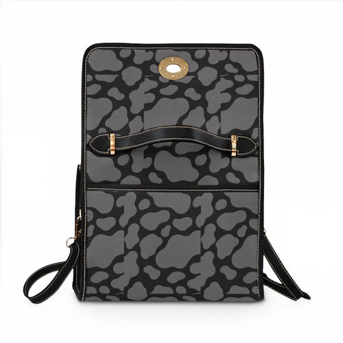 Abstract Grey Camo Waterproof Canvas Bag | Top Handle Satchel