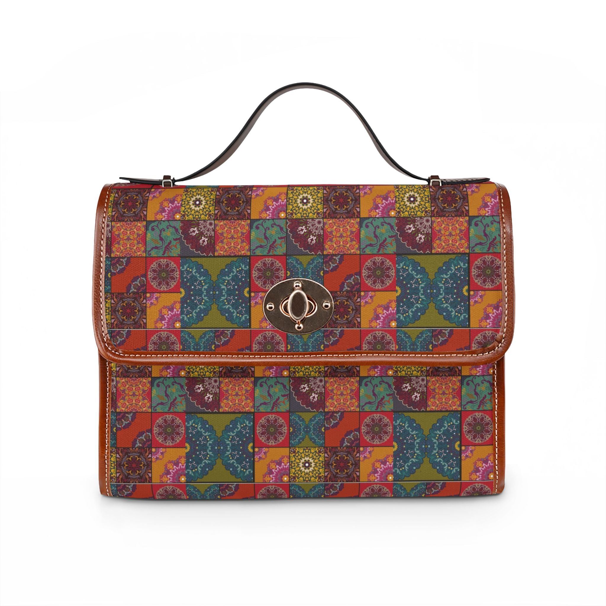 Colourful Patchwork Pattern Waterproof Canvas Bag