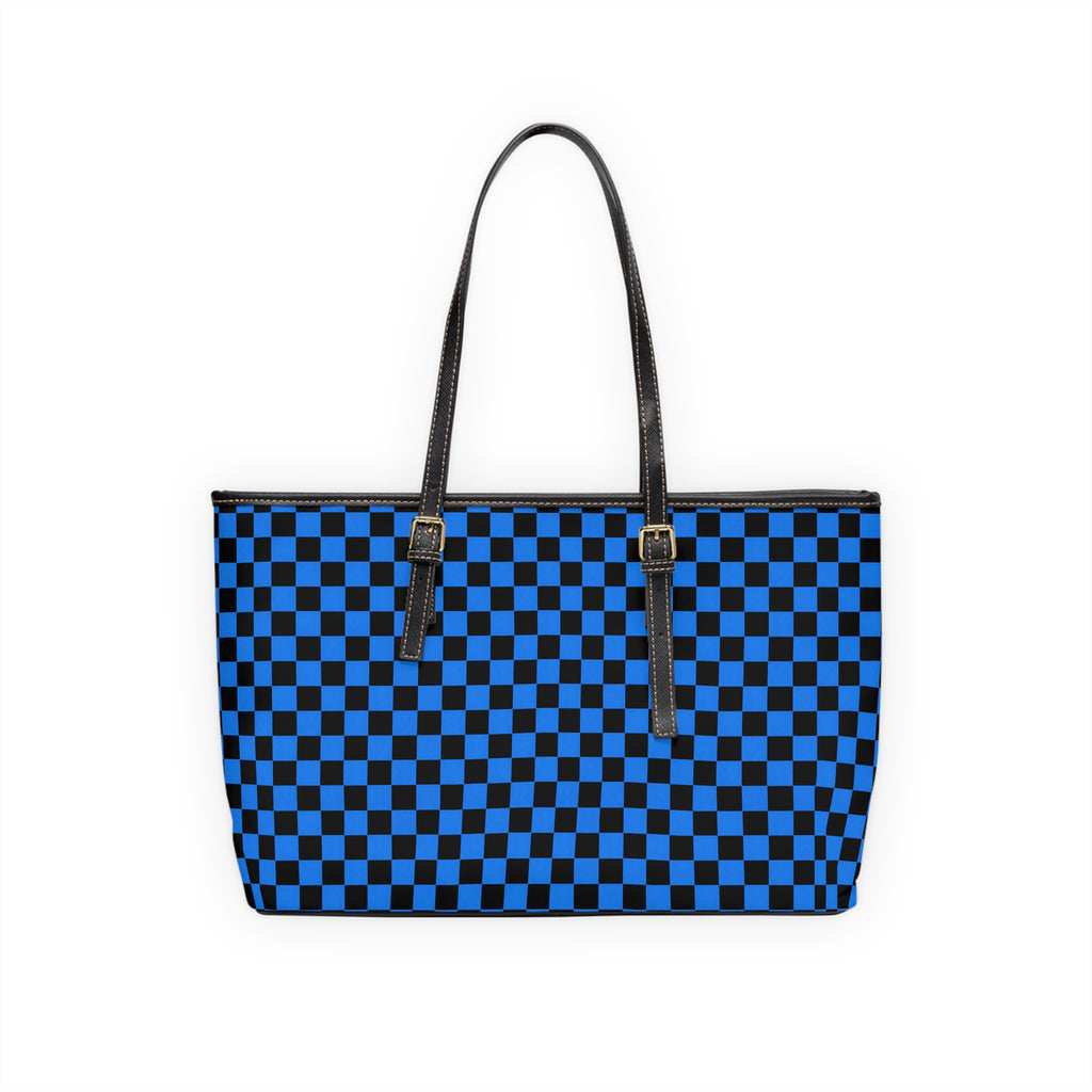 Blue Black Checkerboard PU Shoulder Bag