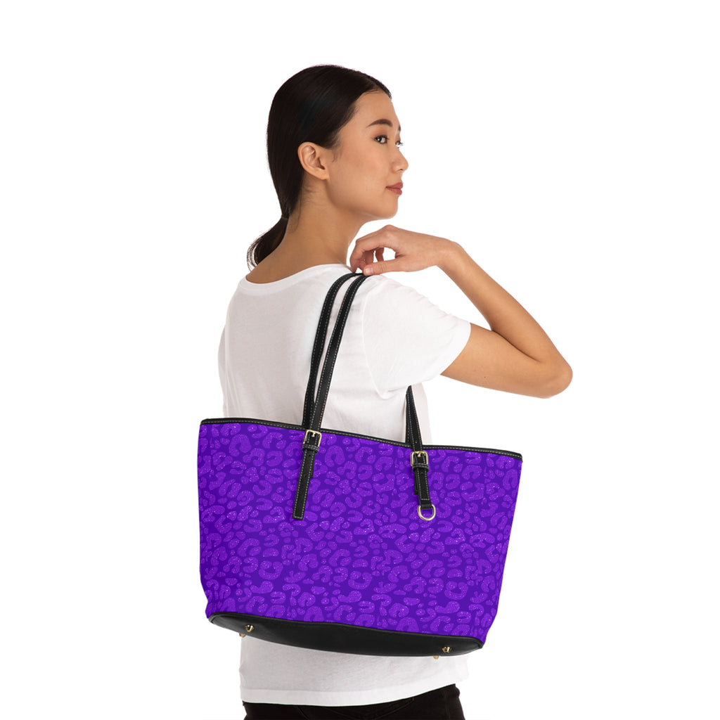 Purple Leopard Print Shoulder Bag | Animal Print Tote