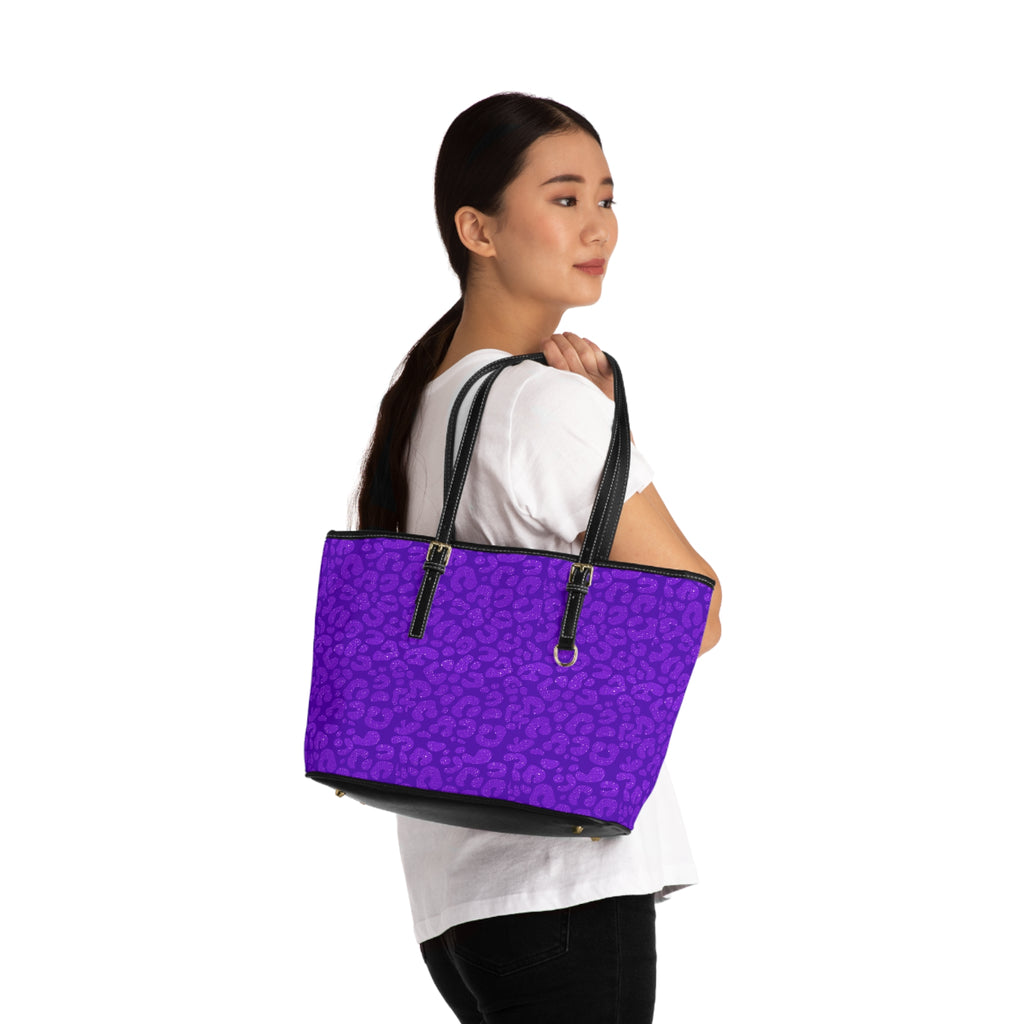 Purple Leopard Print Shoulder Bag | Animal Print Tote