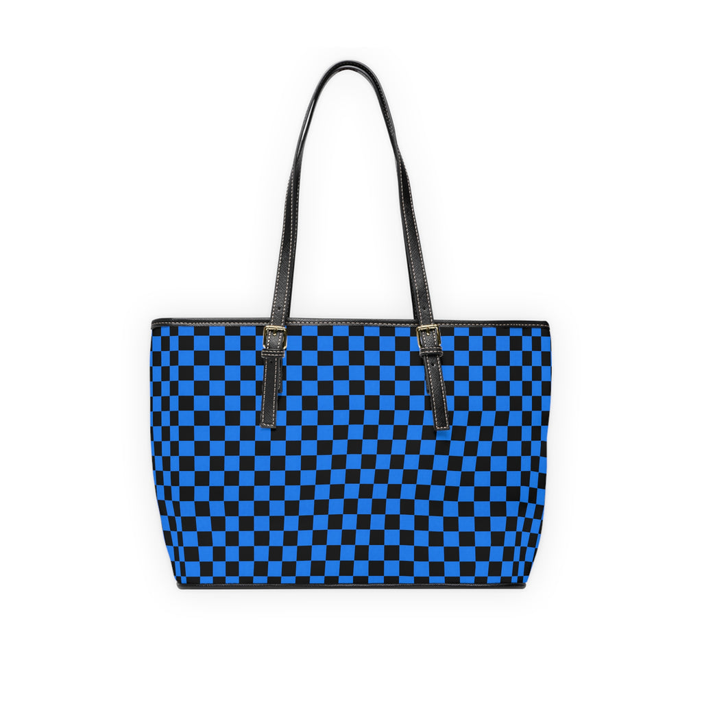Blue Black Checkerboard PU Shoulder Bag