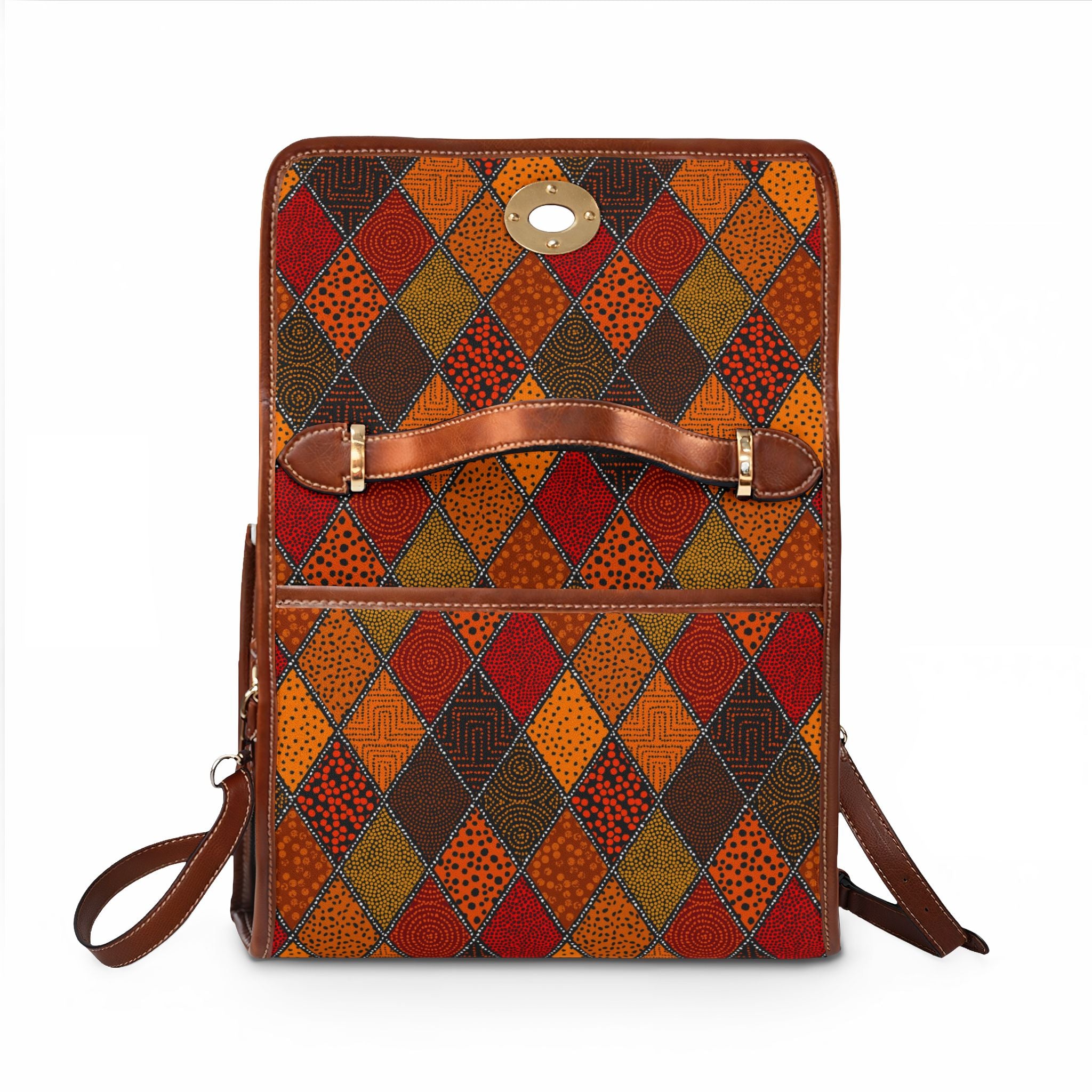 Autumn Diamond Patchwork Waterproof Canvas Bag | Fall Pattern Satchel