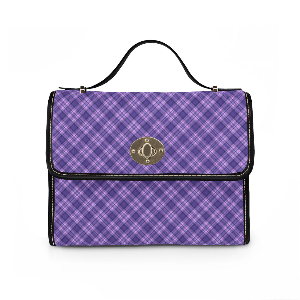 Purple Plaid Pattern Waterproof Canvas Bag