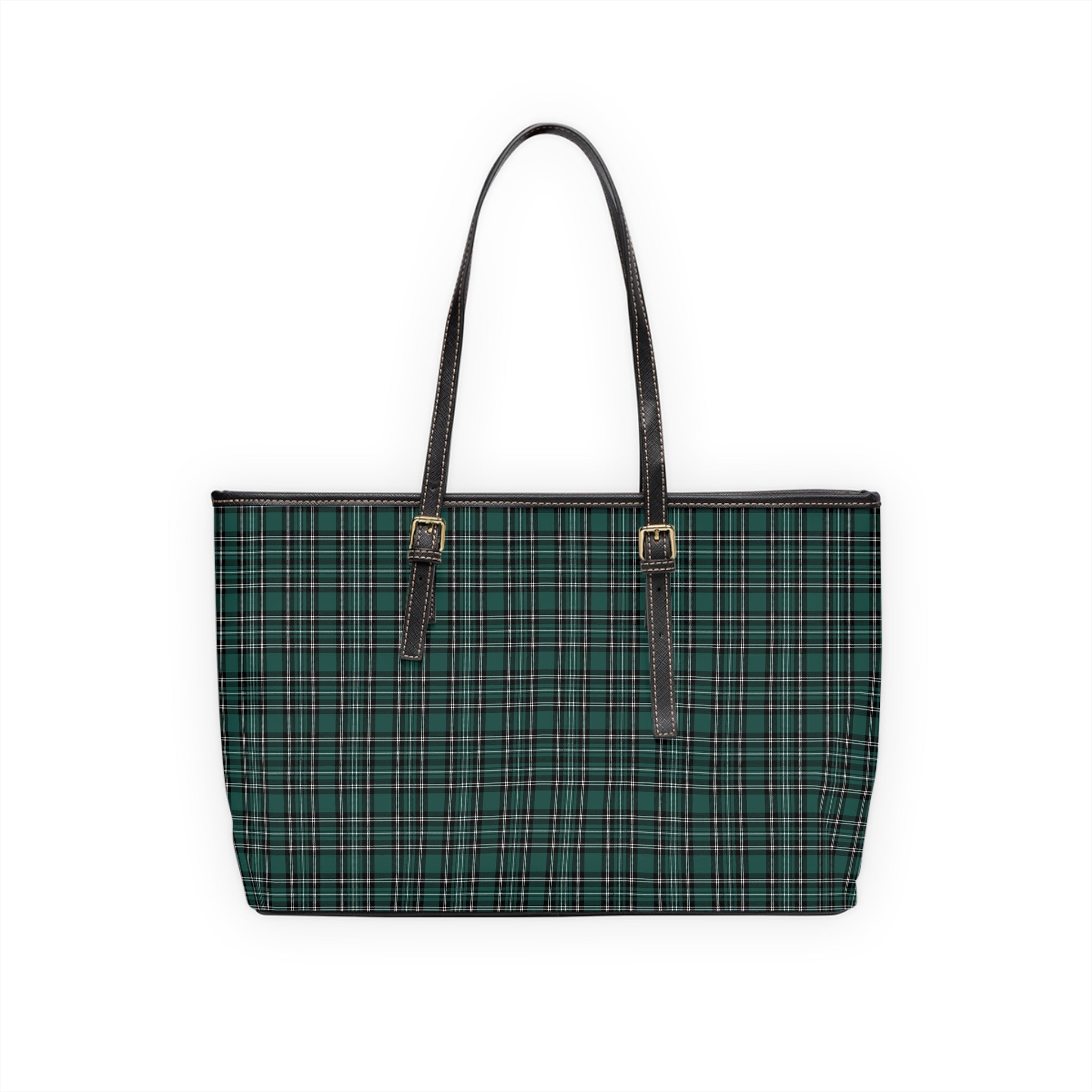 Green Tartan Plaid PU Leather Shoulder Bag