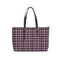 Pink Black Plaid Shoulder Bag | PU Leather Tote, Check Pattern