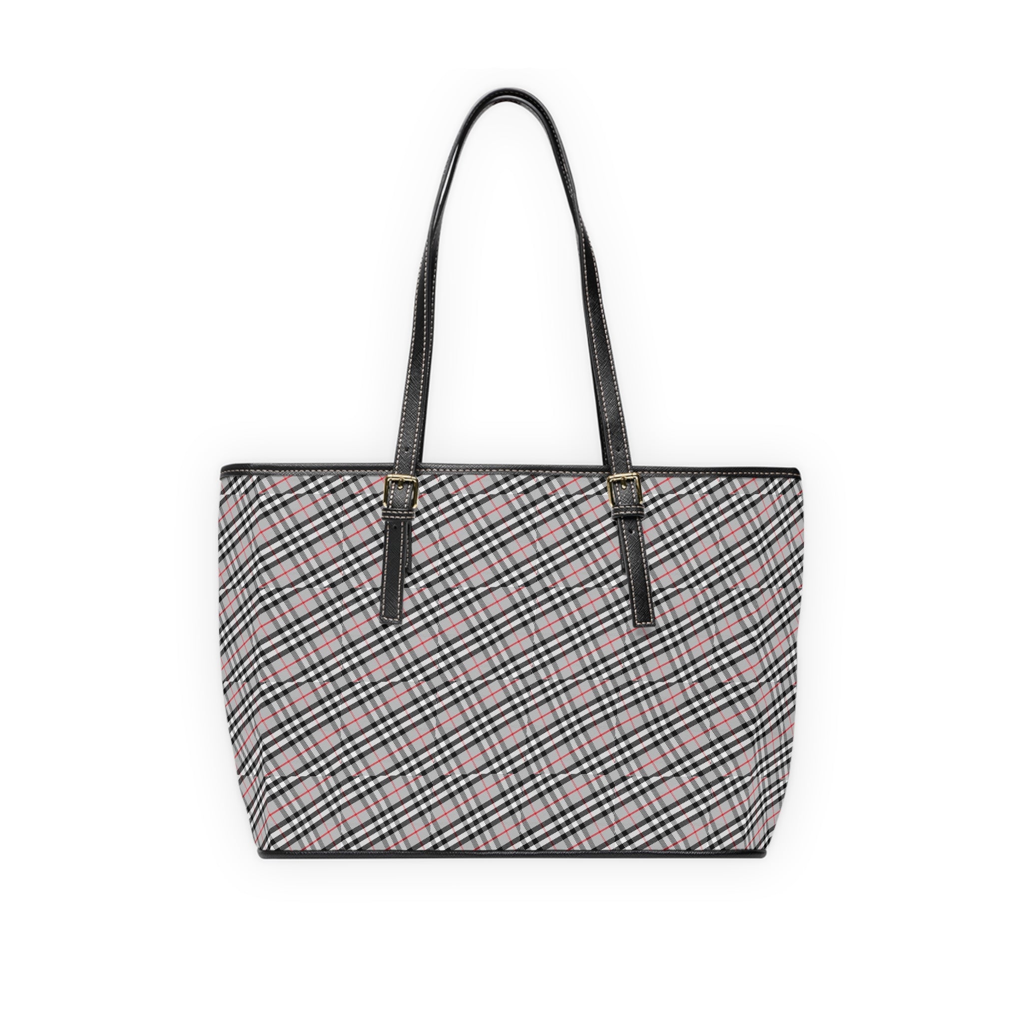 Pink Black Plaid Shoulder Bag | PU Leather Tote
