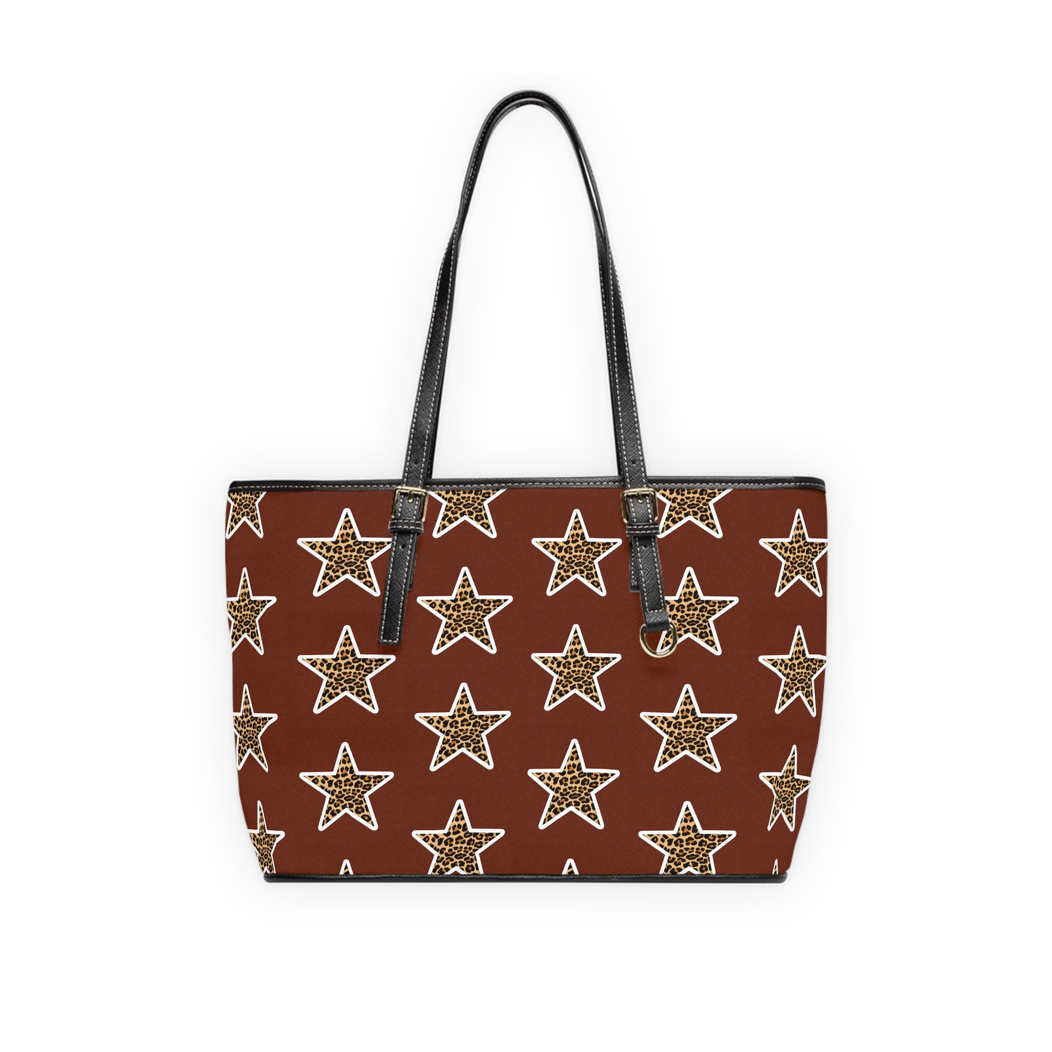 Leopard Star PU Leather Shoulder Bag – Brown Star Pattern Tote