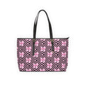 Pink Bow Checker Tote Bag — PU Leather Shoulder Tote