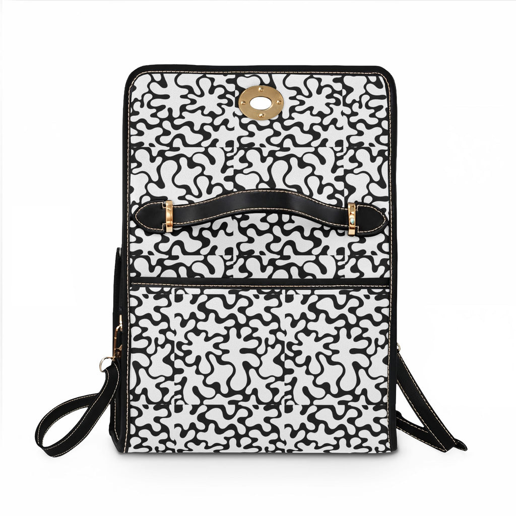 Abstract Black Squiggle Pattern Waterproof Canvas Bag | Monochrome Tote