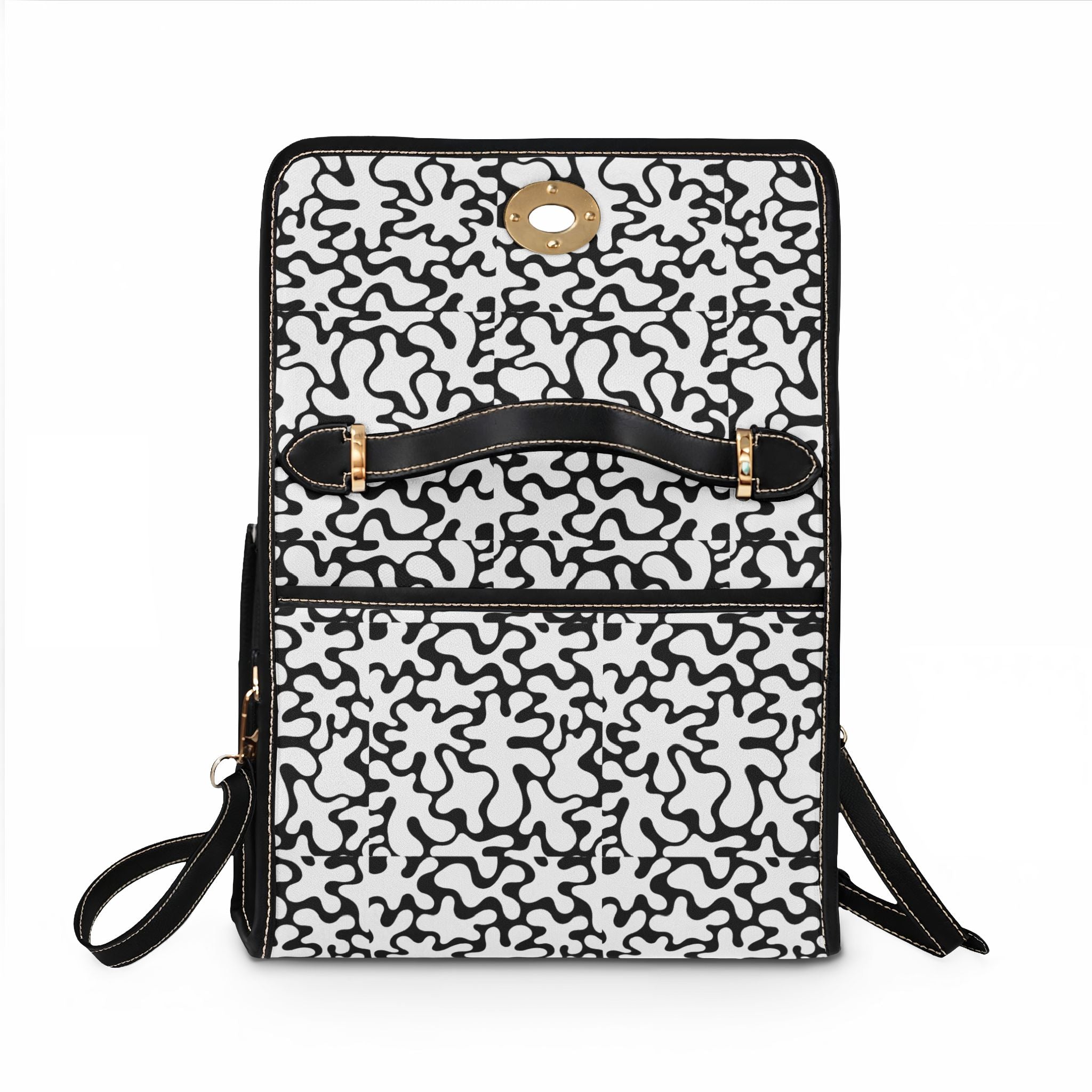 Abstract Black Squiggle Pattern Waterproof Canvas Bag | Monochrome Tote