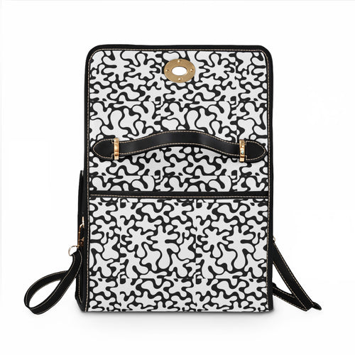 Abstract Black Squiggle Pattern Waterproof Canvas Bag | Monochrome Tote