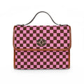 Pink Brown Checkerboard Waterproof Canvas Bag | Tote, Shoulder Bag