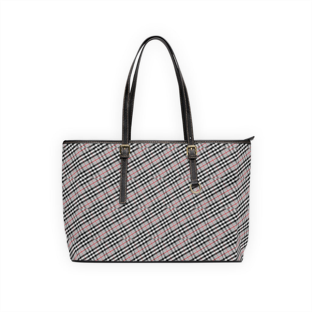 Pink Black Plaid Shoulder Bag | PU Leather Tote